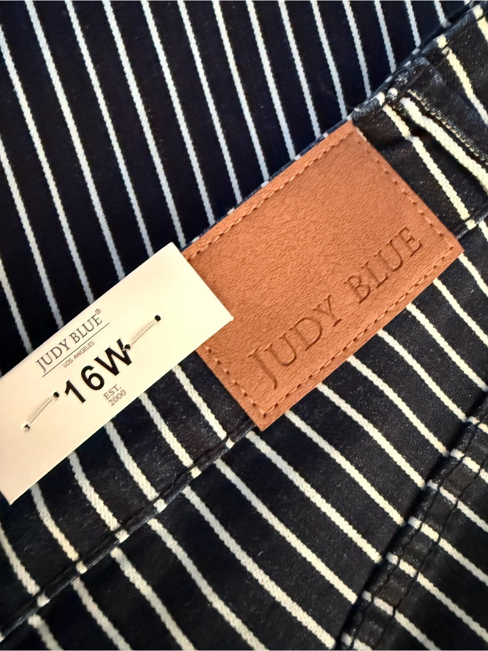 Judy Blue Navy and White Pinstripe High-Waist Jeans - Picture 5 of 5